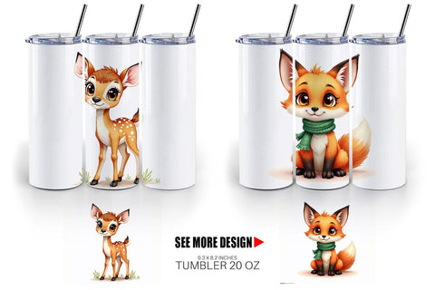 Tumbler Snow Buddies Watercolor Sublimation artnoy 