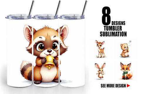 Tumbler Snow Buddies Watercolor Sublimation artnoy 