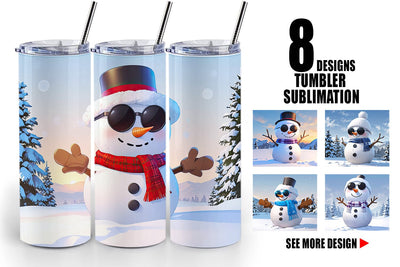 Tumbler Snowman Christmas Sublimation artnoy 