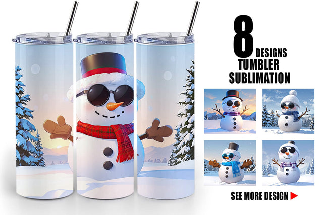 Tumbler Snowman Christmas Sublimation artnoy 