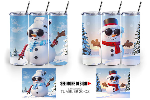 Tumbler Snowman Christmas Sublimation artnoy 