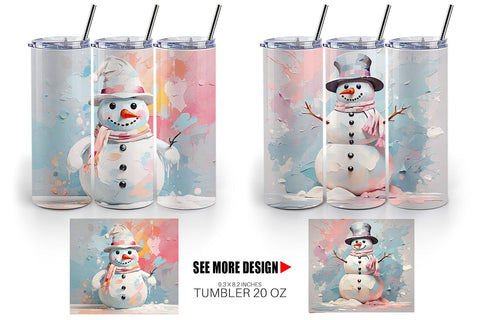 Tumbler Snowman Painting Sublimation artnoy 