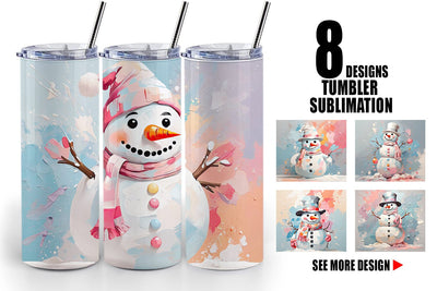 Tumbler Snowman Painting Sublimation artnoy 