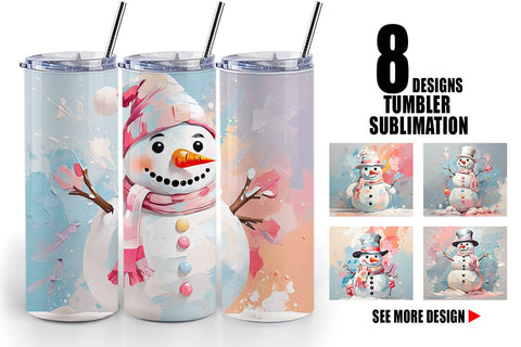 Tumbler Snowman Painting Sublimation artnoy 