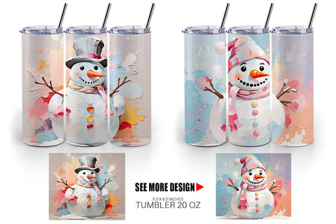 Tumbler Snowman Painting Sublimation artnoy 