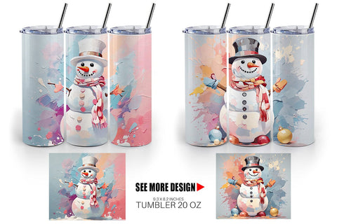Tumbler Snowman Painting Sublimation artnoy 