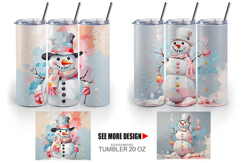 Tumbler Snowman Painting Sublimation artnoy 