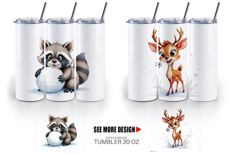 Tumbler Snowy Playtime Big-Eyed Forest Friends Sublimation artnoy 