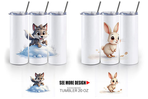Tumbler Snowy Playtime Big-Eyed Forest Friends Sublimation artnoy 