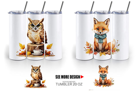 Tumbler Snuggly Fall Critters Sublimation artnoy 