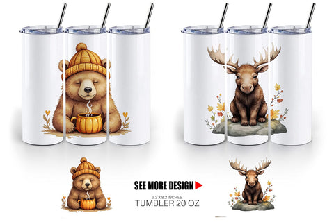 Tumbler Snuggly Fall Critters Sublimation artnoy 