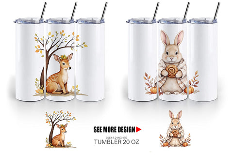 Tumbler Snuggly Fall Critters Sublimation artnoy 