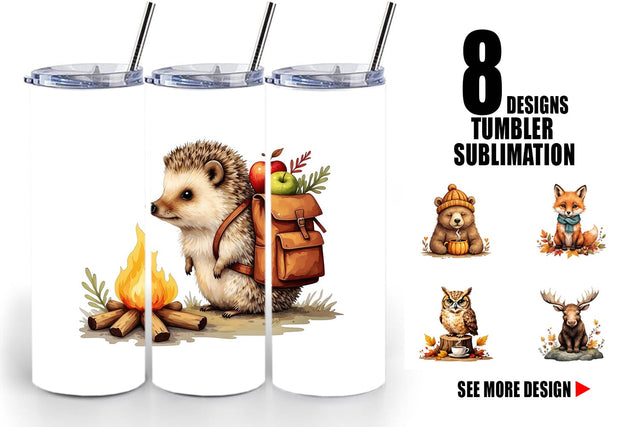 Tumbler Snuggly Fall Critters Sublimation artnoy 