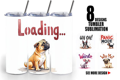 Tumbler Socially Awkward Dog Watercolor Sublimation artnoy 