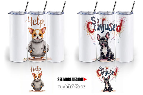 Tumbler Socially Awkward Dog Watercolor Sublimation artnoy 