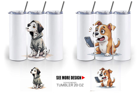Tumbler Socially Awkward Pups Sarcastic Watercolor Sublimation artnoy 