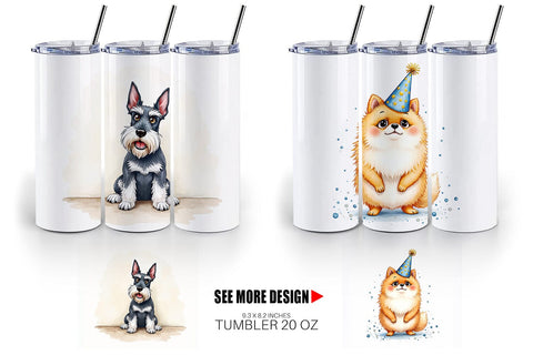 Tumbler Socially Awkward Pups Sarcastic Watercolor Sublimation artnoy 