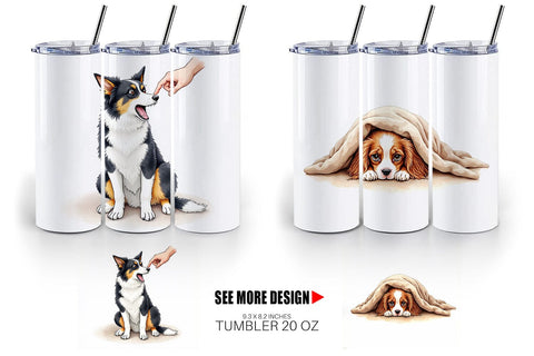 Tumbler Socially Awkward Pups Sarcastic Watercolor Sublimation artnoy 