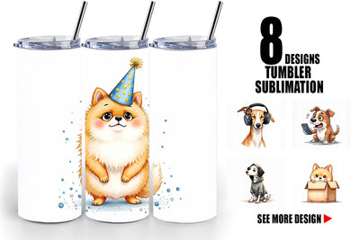 Tumbler Socially Awkward Pups Sarcastic Watercolor Sublimation artnoy 