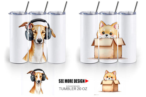 Tumbler Socially Awkward Pups Sarcastic Watercolor Sublimation artnoy 