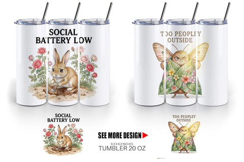 Tumbler Socially Exhausted Introvert Botanicals Sublimation artnoy 