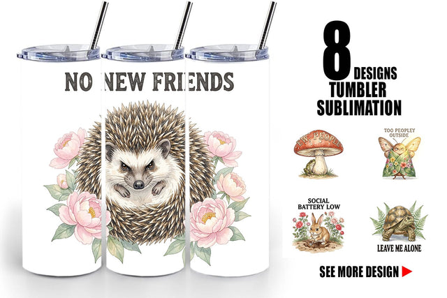 Tumbler Socially Exhausted Introvert Botanicals Sublimation artnoy 