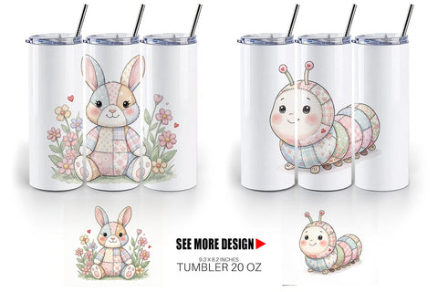 Tumbler Soft Garden Patchwork Watercolor Sublimation artnoy 
