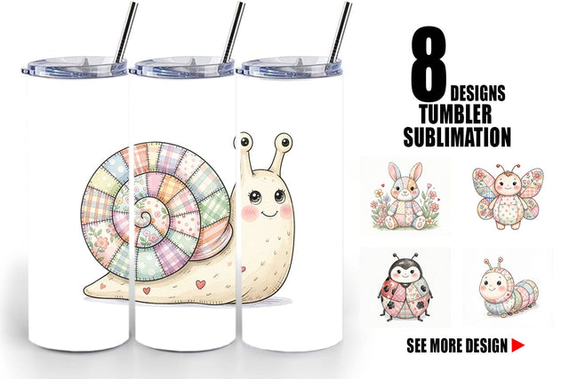 Tumbler Soft Garden Patchwork Watercolor Sublimation artnoy 
