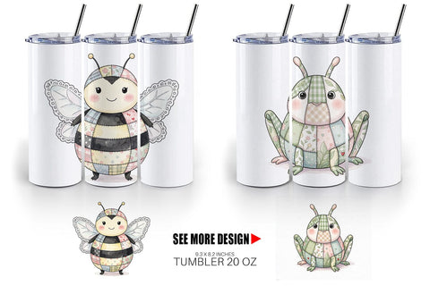 Tumbler Soft Garden Patchwork Watercolor Sublimation artnoy 