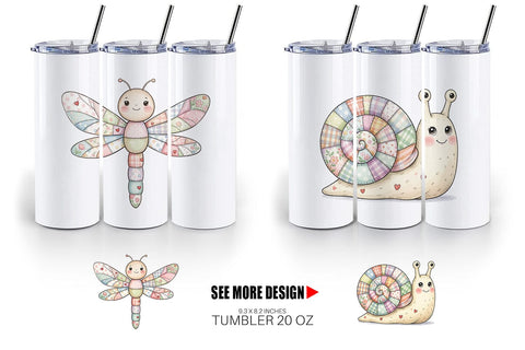 Tumbler Soft Garden Patchwork Watercolor Sublimation artnoy 