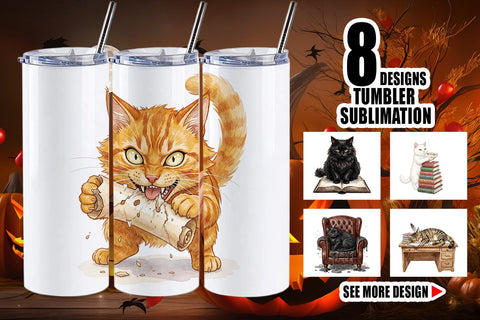 Tumbler Spiteful Cat Dark Academia Watercolor Sublimation artnoy 