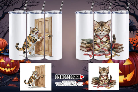 Tumbler Spiteful Cat Dark Academia Watercolor Sublimation artnoy 