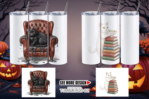 Tumbler Spiteful Cat Dark Academia Watercolor Sublimation artnoy 