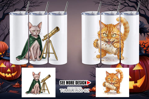Tumbler Spiteful Cat Dark Academia Watercolor Sublimation artnoy 