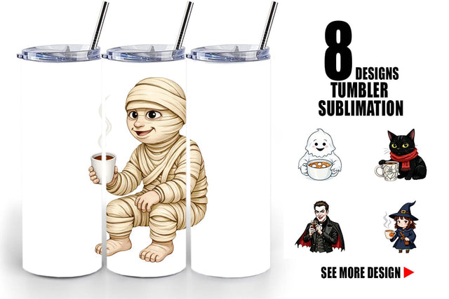 Tumbler Spooky Coffee Sips Sublimation artnoy 