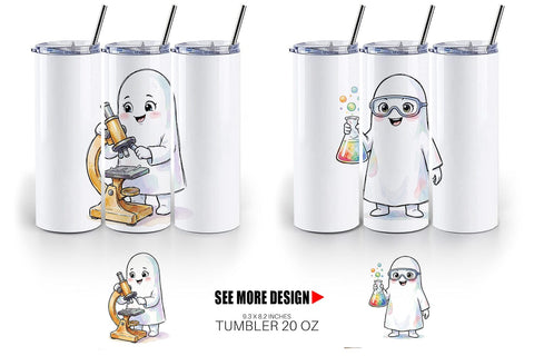Tumbler Spooky Science Teacher Ghost Sublimation artnoy 