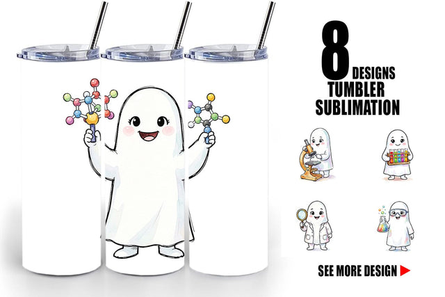 Tumbler Spooky Science Teacher Ghost Sublimation artnoy 