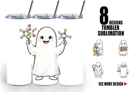 Tumbler Spooky Science Teacher Ghost Sublimation artnoy 