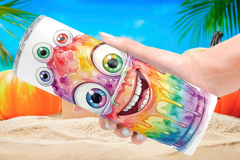 Tumbler Spooky Summer Snack Watercolor Sublimation artnoy 