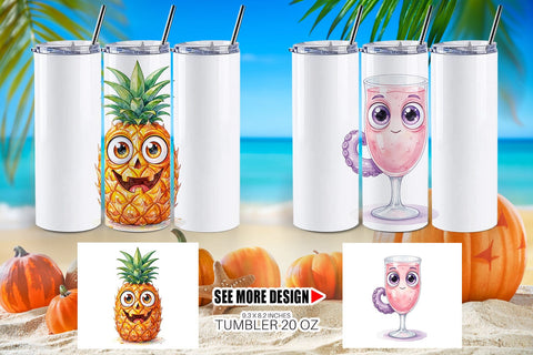 Tumbler Spooky Summer Snack Watercolor Sublimation artnoy 