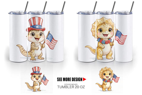 Tumbler Spotted July 4th Parade Dino Sublimation artnoy 