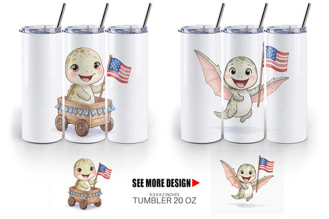 Tumbler Spotted July 4th Parade Dino Sublimation artnoy 