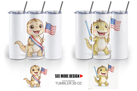 Tumbler Spotted July 4th Parade Dino Sublimation artnoy 