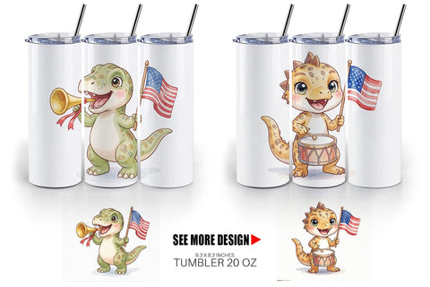 Tumbler Spotted July 4th Parade Dino Sublimation artnoy 