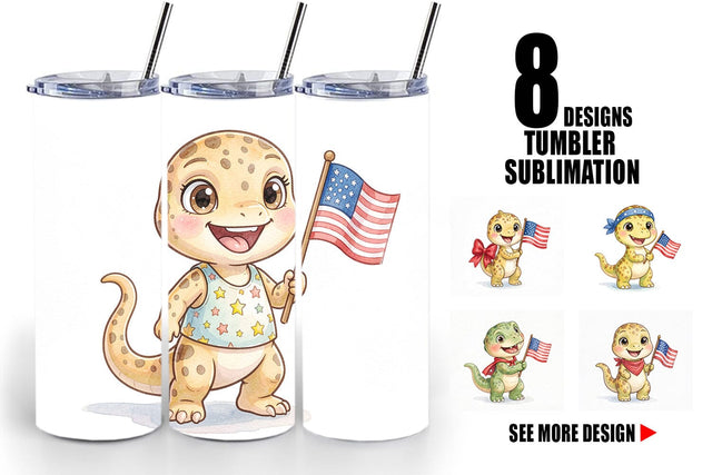 Tumbler Spotted Patriotic Outfit Dino Sublimation artnoy 