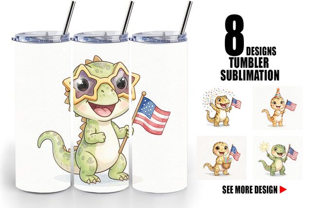 Tumbler Spotted Starry Dino Watercolor Sublimation artnoy 