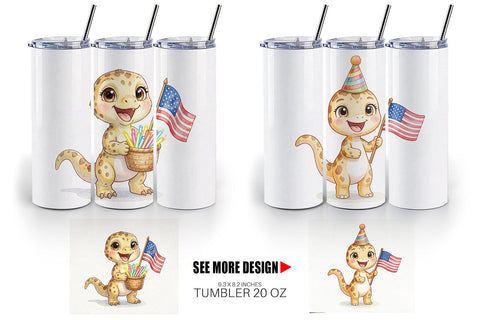 Tumbler Spotted Starry Dino Watercolor Sublimation artnoy 