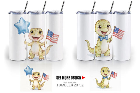 Tumbler Spotted Starry Dino Watercolor Sublimation artnoy 