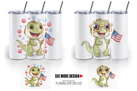 Tumbler Spotted Starry Dino Watercolor Sublimation artnoy 