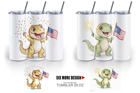Tumbler Spotted Starry Dino Watercolor Sublimation artnoy 